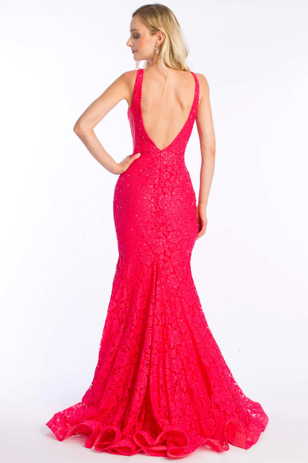 Ava Presley 37319 Hot Pink Lace Fitted Dress Ava Presley