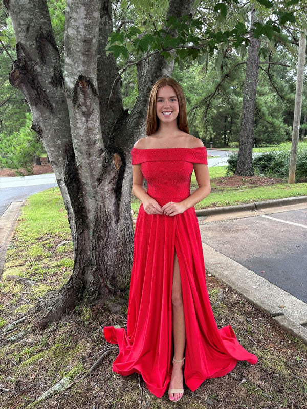 Ava Presley 37323 Red Off Shoulder A-Line Dress Ava Presley
