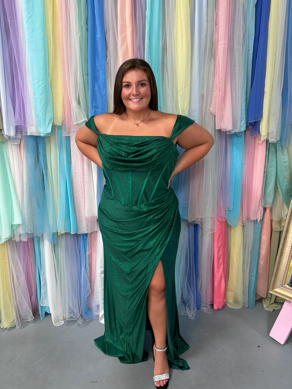 ATHENA PROM 8014 Royal Blue Corset Off the Shoulder Dress Athena PromÂ