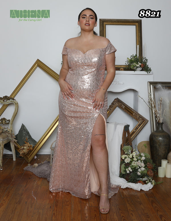 ATHENA PROM 8821 Sequin Off the Shoulder Dress Athena Prom