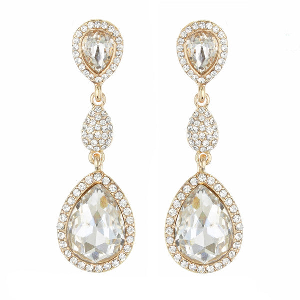 Allure Crystal Rhinestone Gold Earrings Wona Trading Co
