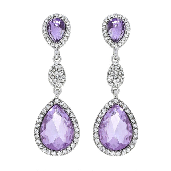 Allure Lavender Rhinestone Silver Earring Wona Trading Co