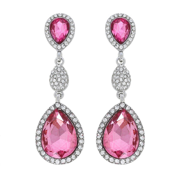 Allure Pink Rhinestone Silver Earrings Wona Trading Co