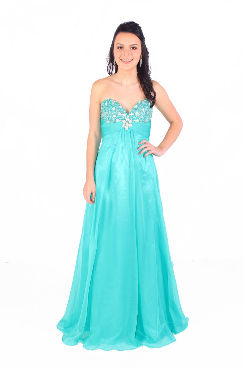aqua blue chiffon dress Aqua Women's. Long Satin Dress with Chiffon Overlay - Exclusive - Green - Size 6