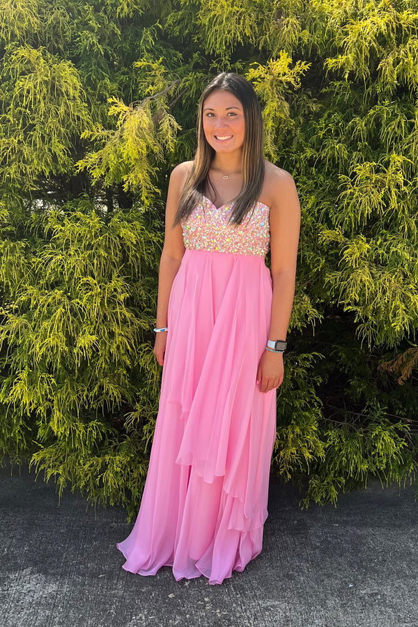 ALYCE Paris 35620 Petal Pink Flowy Chiffon Dress Alyce Paris