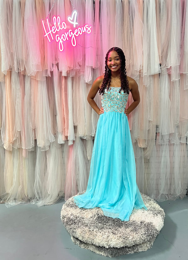 ALYCE Paris 35681 Blue Radiance Sweetheart Chiffon A-Line Dress