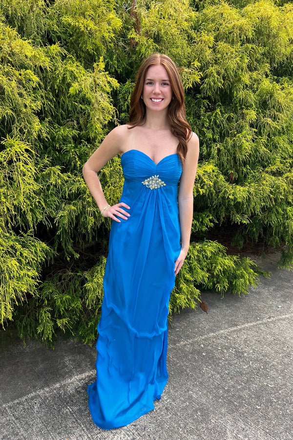 ALYCE Paris 35709 Ocean Blue Sweetheart Chiffon Dress Alyce Paris