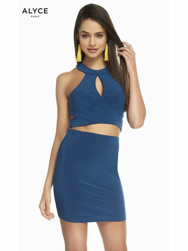ALYCE Paris 4093 Deep Teal Fitted 2 Piece Short Dress *FINAL SALE* Alyce Paris