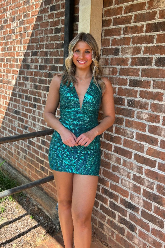 ALYCE Paris 4892 Lace Up Back Sequin Cocktail Dress
