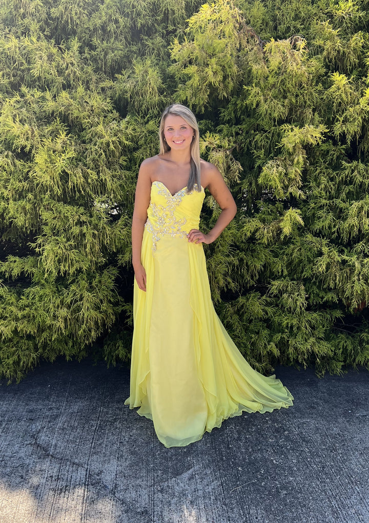 Alyce Paris 6231 Yellow Chiffon Prom Dress