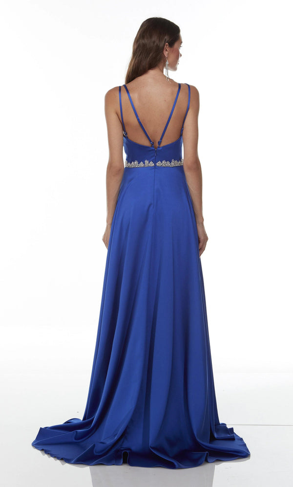 Alyce Paris 1731 Royal Blue Satin A-Line Dress Alyce ParisÂ