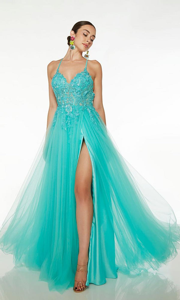 ALYCE Paris 61639 Pool Embroidered Tulle A-Line Dress Alyce Paris