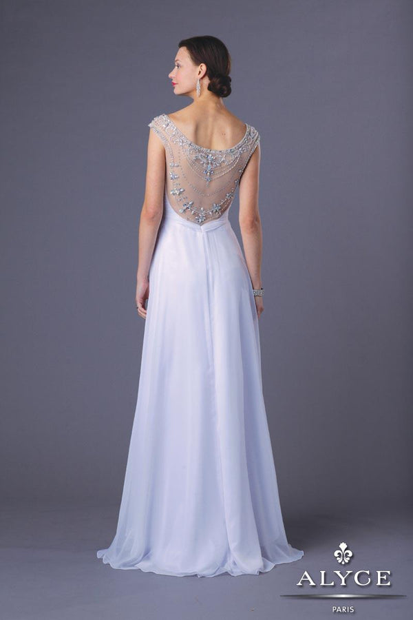 ALYCE Paris 6181 White Beaded Chiffon Dress Alyce Paris
