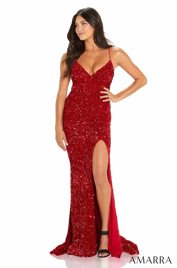 AMARRA 88635 Emerald Multi Sequin Dress Amarra