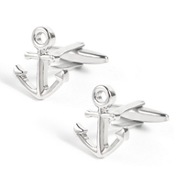 Anchor Silver Novelty Cufflinks SELININY