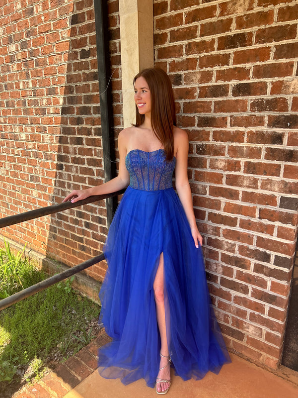 Blush Prom 12133 Jeweled Corset A-Line Dress