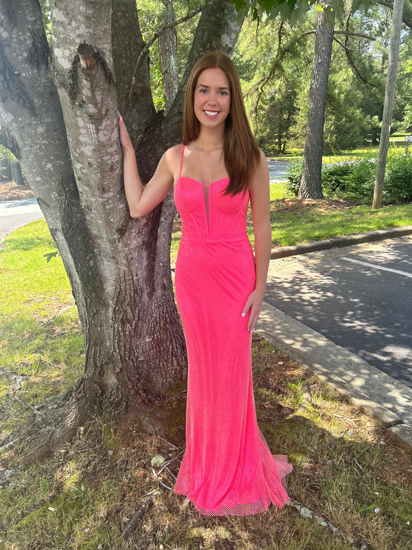 Blush Prom 12159 Barbie Pink Corset Bodice Sheath Dress