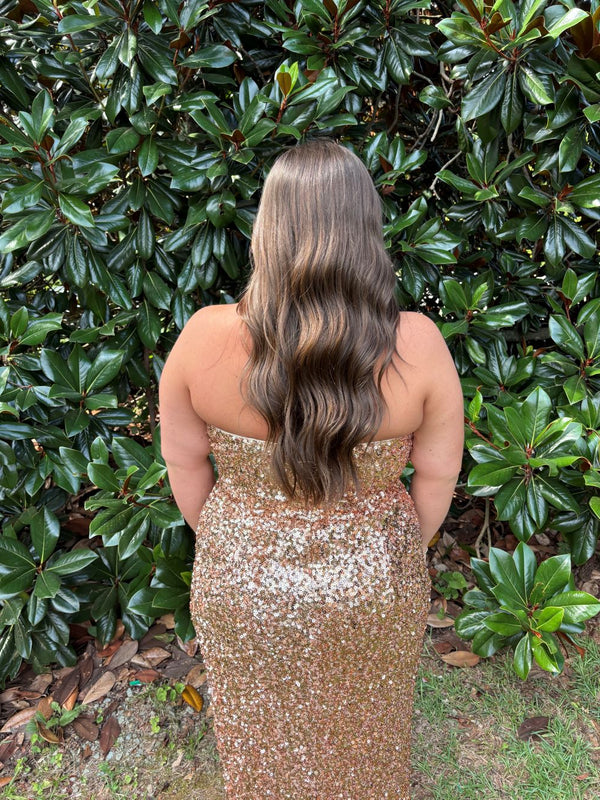 Blush Prom 20538 Rose Gold Sequin Fit-n-Flare Dress