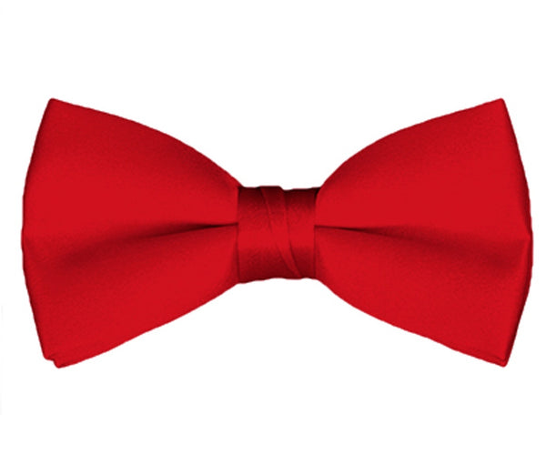 New Solid Satin Pretied Bow Ties - Red