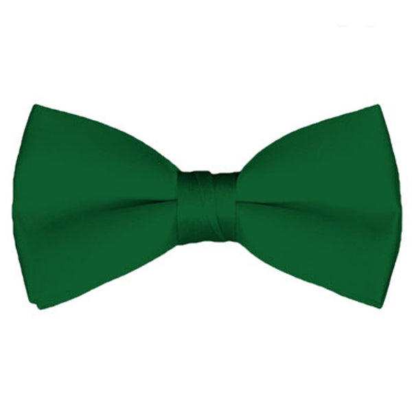 New Solid Satin Pretied Bow Ties - Kelly Green