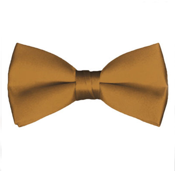 New Solid Satin Pretied Bow Ties - Copper