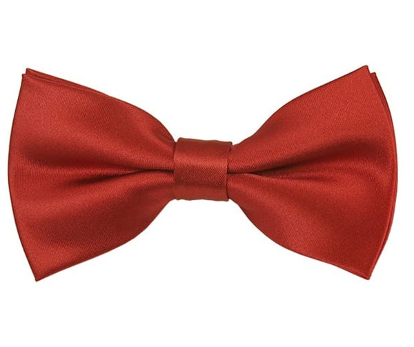 New Solid Satin Pretied Bow Ties - Rust