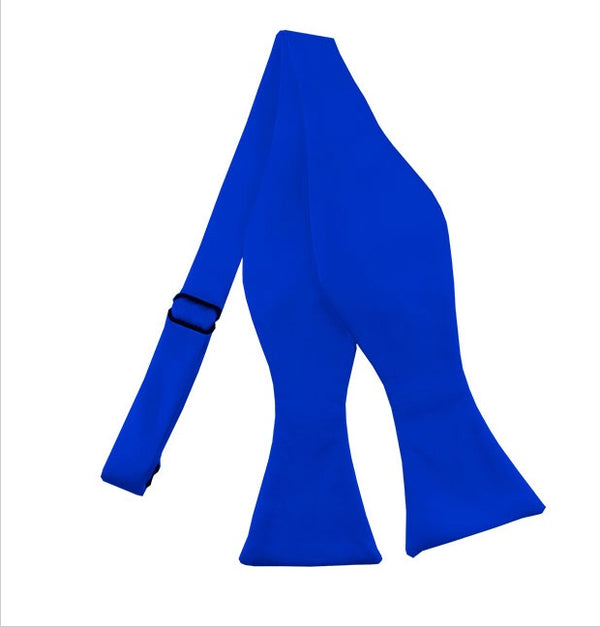 New Royal Blue Solid Satin Self Tie Bow Tie Manzini Neckwear
