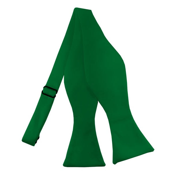 New Kelly Green Solid Satin Self Tie Bow Tie TieOutlet.com