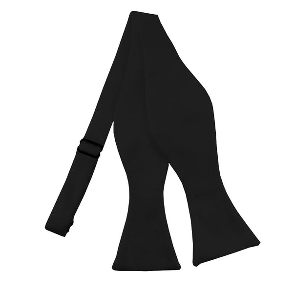 New Black Solid Satin Self Tie Bow Tie TieOutlet.com