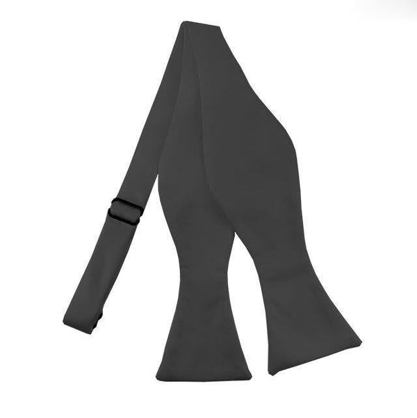 New Charcoal Grey Solid Satin Self Tie Bow Tie TieOutlet.com