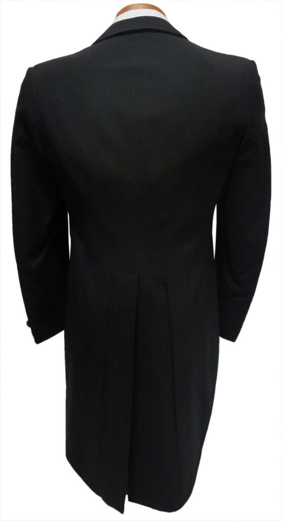 Black Wool 6 Button Satin Peak Lapel Tailcoat Not specified