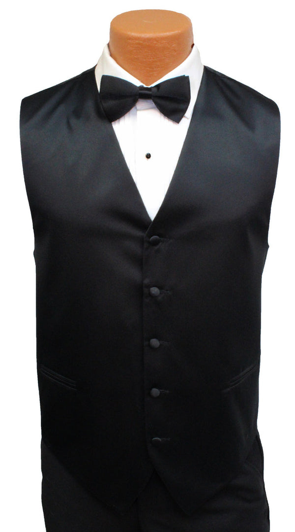 New Black Satin Fullback Vest B FormalÂ