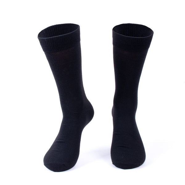 Men's Black Solid Crew Dress Socks SELININYÂ