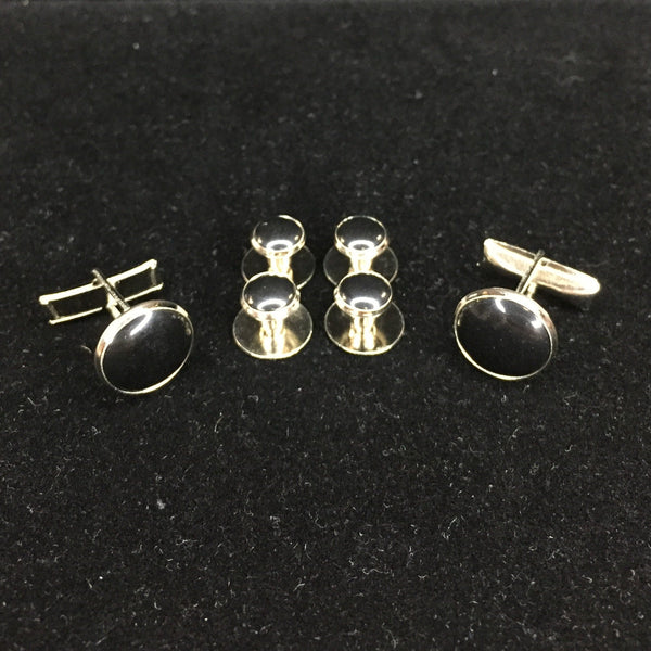 Black Silver Studs & Cufflinks Set Eddy's All Occasion Jewelry
