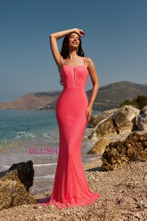 Blush Prom 12159 Barbie Pink Corset Bodice Sheath Dress Blush Prom