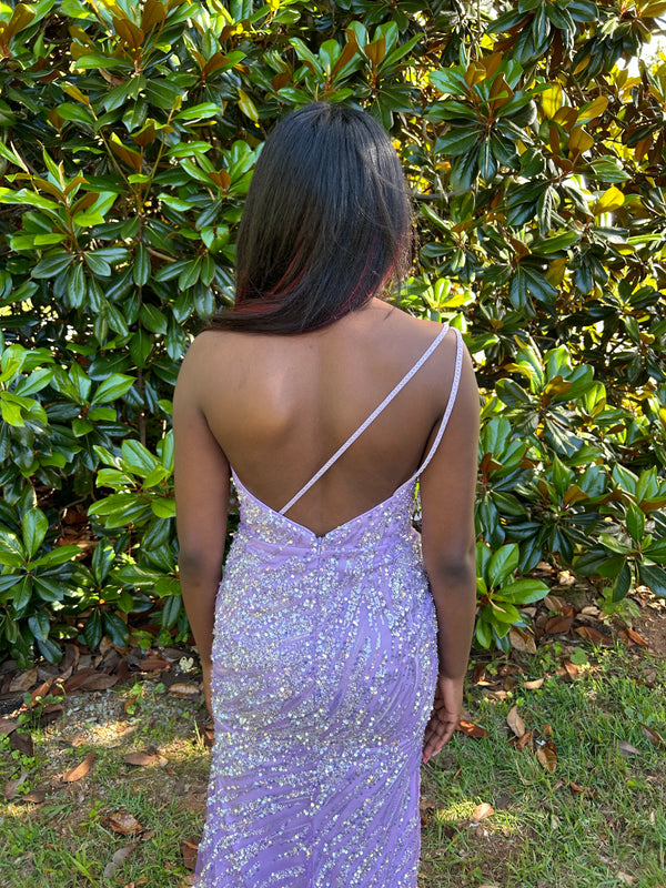 Blush Prom 12121 Lilac Sequin One Shoulder Dress
