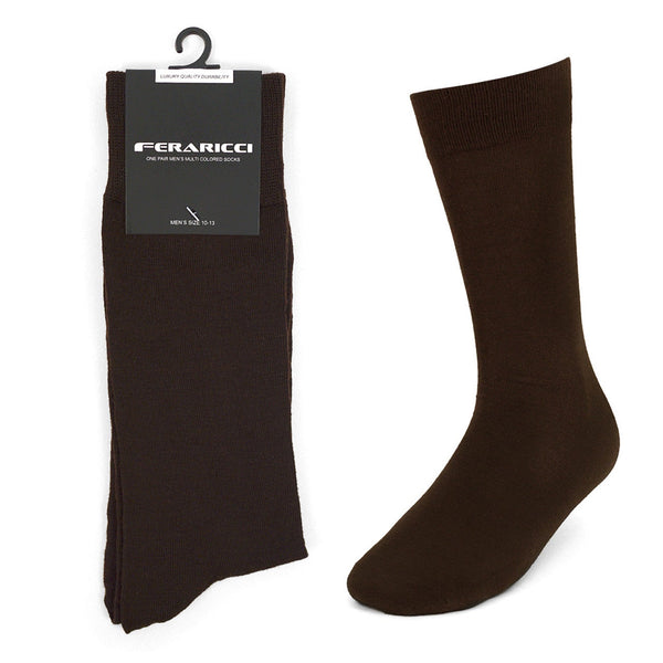 Men's Classic Neutrals Brown Dress Socks SELININY