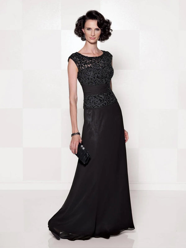 CAMERON BLAKE 114657 Royal Blue Mock Two Piece Evening Dress