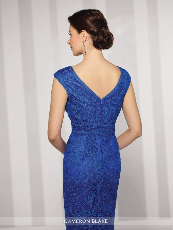 Cameron Blake 216693 Cappuccino Lace Embellished Sheath Dress