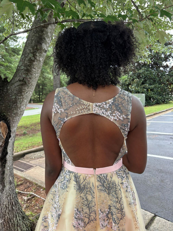 Cecilia Couture 1466 Champagne Multi Embroidered Dress Cecilia CoutureÂ