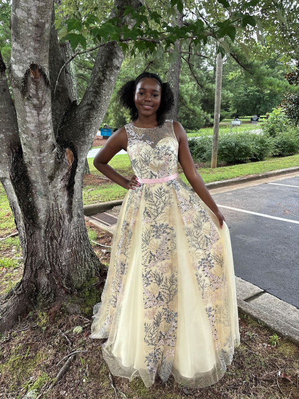 Cecilia Couture 1466 Champagne Multi Embroidered Dress Cecilia Couture