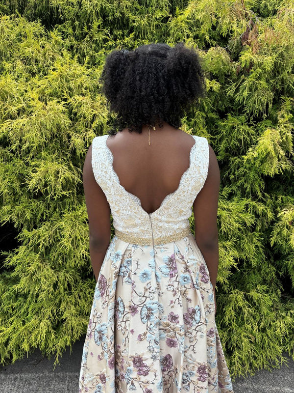 Cecilia Couture 1484 Ivory Floral Embroidered A-Line Dress Cecilia Couture