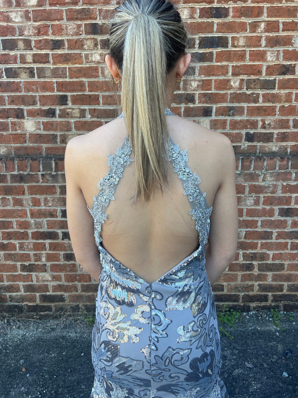 Cecilia Couture 1511 Silver Sequin Mermaid Dress Cecilia Couture