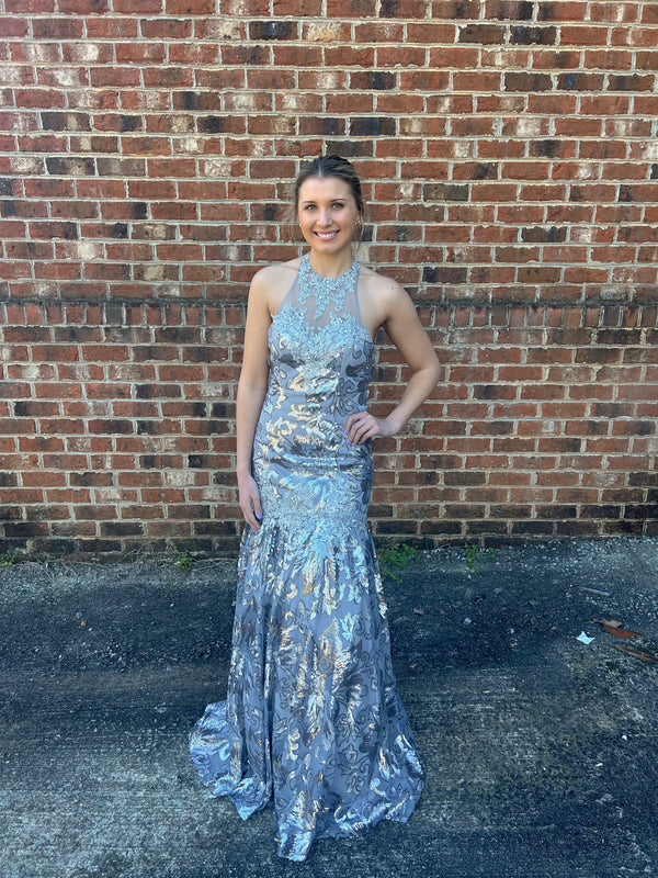 Cecilia Couture 1511 Silver Sequin Mermaid Dress Cecilia Couture