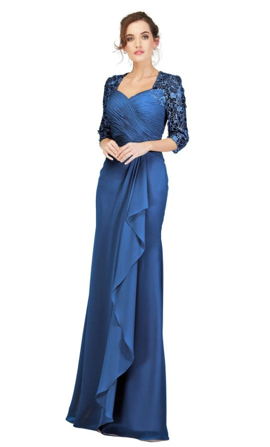 Cecilia Couture 1844 Navy Blue Modest Evening Gown Cecilia Couture