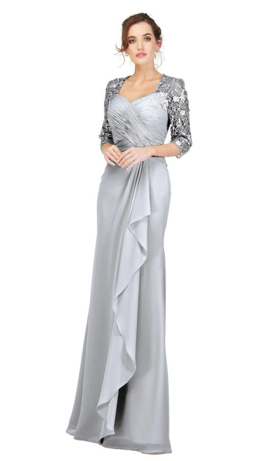 Cecilia Couture 1844 Platinum Modest Evening Gown