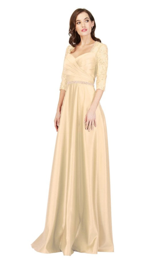 Cecilia Couture 1845 Champagne Satin A-Line Dress Cecilia Couture