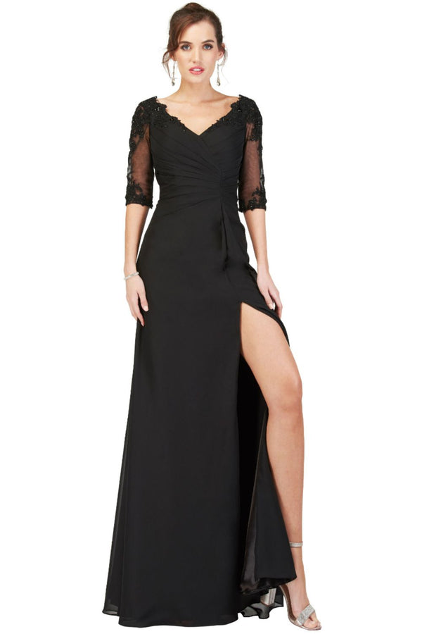 Cecilia Couture 1852 Champagne Dress with Sleeves