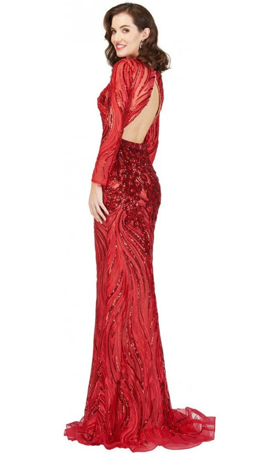 Cecilia Couture 1865 Gold Long Sleeve Sequin Dress