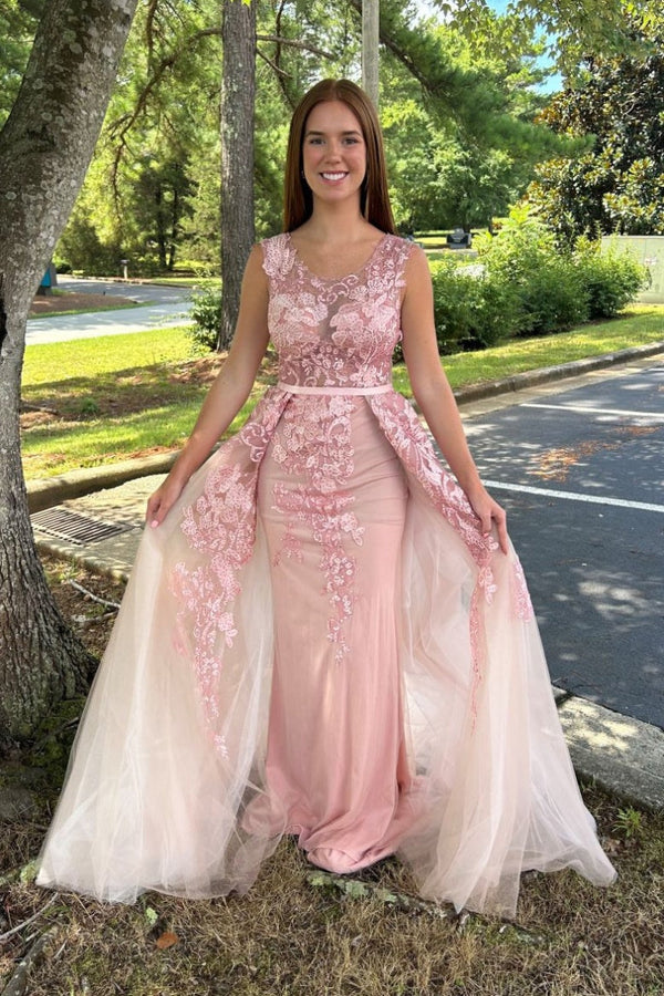 Cecilia Couture 2177 Pink Lace Dress w/ Overskirt Cecilia Couture